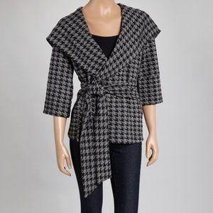 XTaren Black & Gray Houndstooth Hooded Wrap Jacket Size M